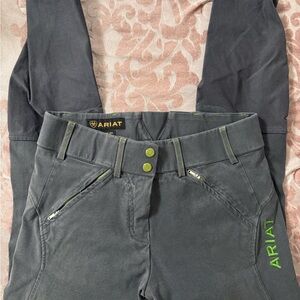 Ariat Charcoal Riding Pants with Lime Stitching